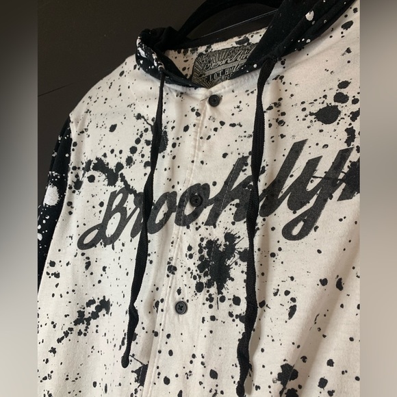 Brooklyn splatter paint short sleeve Men’s shirt. Button down. Hoodie. Size M - Picture 2 of 5